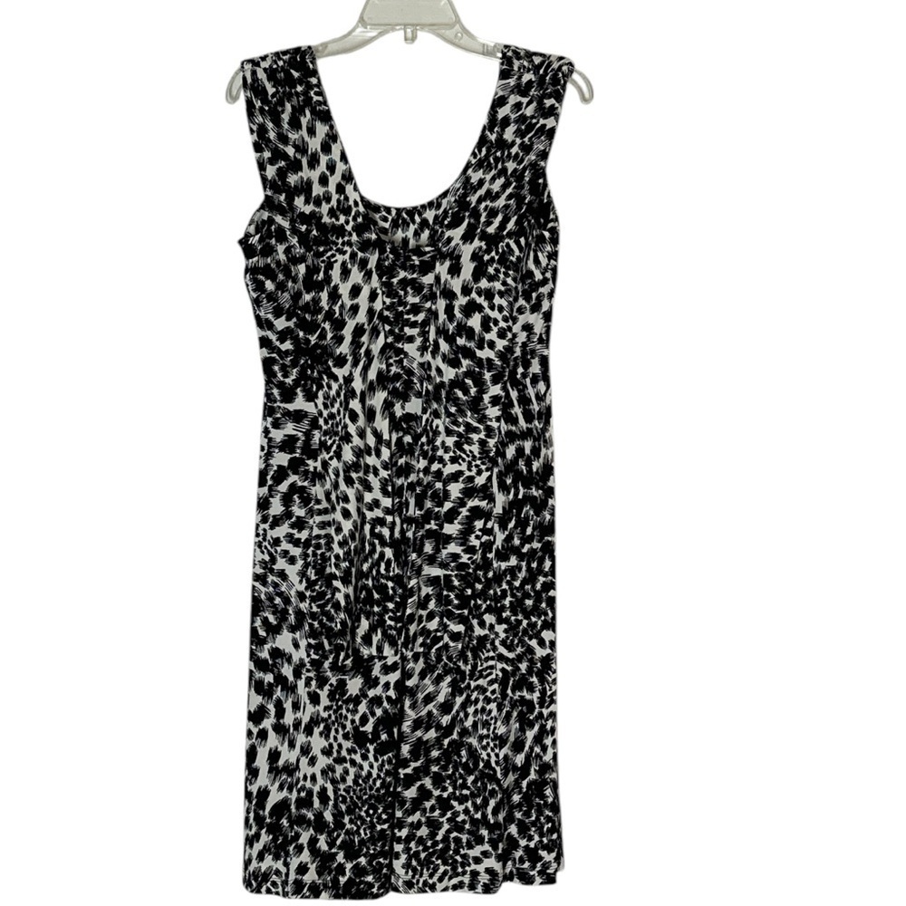 Calvin Klein Leopard Print Patterned A Line Swing Dress Black/ White Size 10